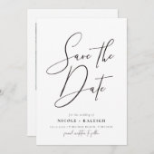 Minimalistisches Foto für Elegantes Skript Save th Einladung (Vorne/Hinten)