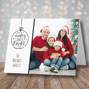 Minimalistisches Foto für Familien Merry Bright We Feiertagskarte