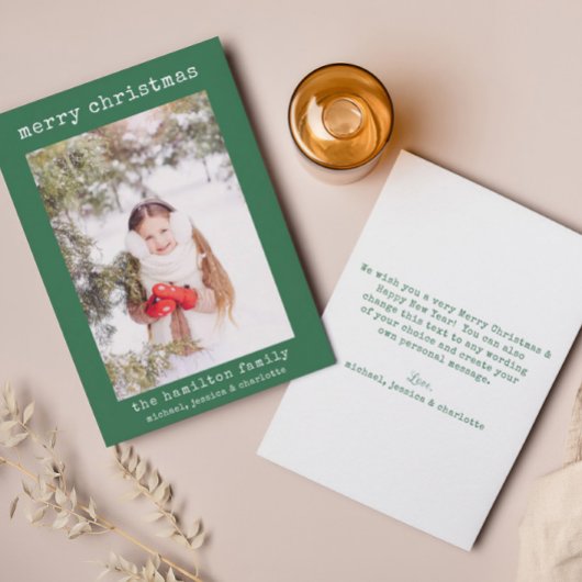 Minimalistisches Foto für Familien Stilvolle Weihn Dankeskarte