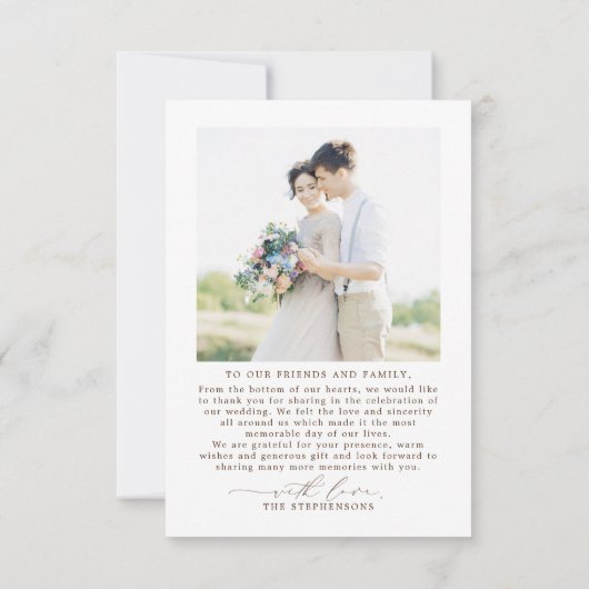 Minimalistisches Foto für vornehme Skripte Dankeskarte (Rückseite)