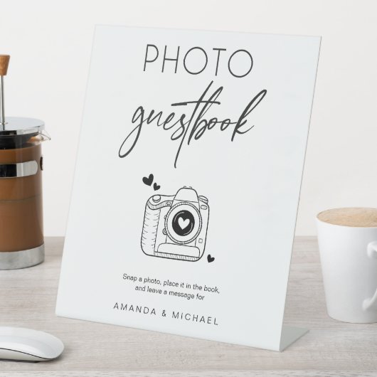 Minimalistisches Foto Gast Book Camera-Zeichen Sockelschild (In Situ)