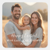 Minimalistisches Foto glücklicher Osterfrühling Quadratischer Aufkleber (Vorderseite)