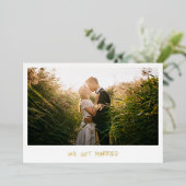 Minimalistisches Foto Gold Moderne Hochzeitsempfeh Folieneinladung (Stehend vorne)
