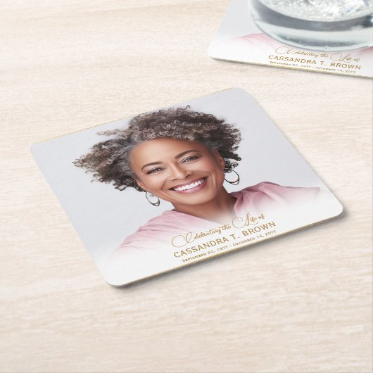 Minimalistisches Foto Gold Rim Foto Beerdigung Rechteckiger Pappuntersetzer (angewinkelt)