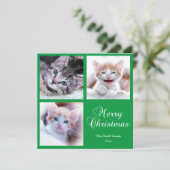 Minimalistisches Foto Grid Frohe Weihnachtsgrün-Ka (Stehend Vorderseite)