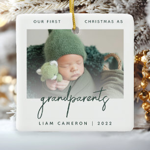 Minimalistisches Foto Großeltern 1. Weihnachten Gr Keramikornament