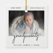 Minimalistisches Foto Großeltern 1. Weihnachts-Gra Keramikornament (Rückseite)