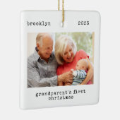 Minimalistisches Foto Großeltern zu Weihnachten Keramikornament (Rechts)
