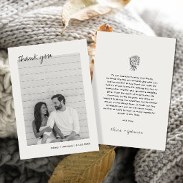 Minimalistisches Foto Handgezeichnete Bouquet-Hoch Dankeskarte