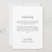 Minimalistisches Foto-Handschrift-Hochzeit Dankeskarte (Rückseite)