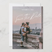 Minimalistisches Foto Hochzeit Backpacker Filmplak Save The Date (Vorderseite)