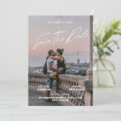 Minimalistisches Foto Hochzeit Backpacker Filmplak Save The Date (Stehend Vorderseite)