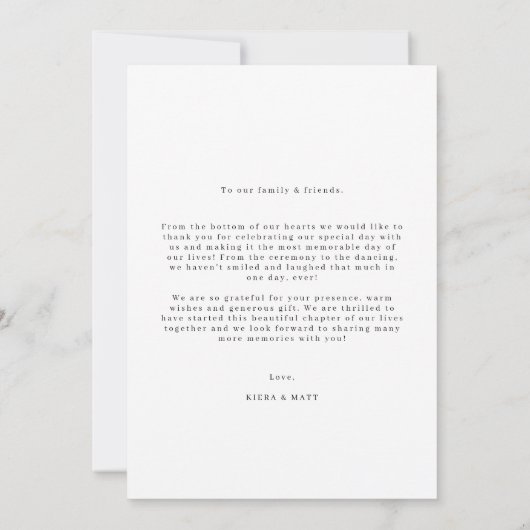 Minimalistisches Foto Hochzeit danke Karte (Rückseite)