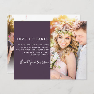 Minimalistisches Foto Hochzeit Danke Karte