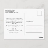 Minimalistisches Foto Hochzeit Danke Postkarte (Rückseite)