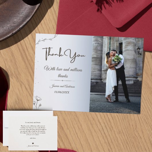 Minimalistisches Foto Hochzeit Dankeschön Karte -