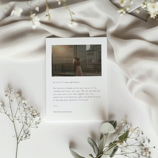 Minimalistisches Foto Hochzeit Dankeschön-Karte Dankeskarte