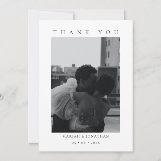 Minimalistisches Foto Hochzeit Dankeschön-Karte Dankeskarte (Vorderseite)