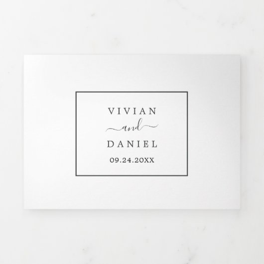 Minimalistisches Foto Hochzeit in einem Dreifach Gefaltete Einladung (Cover)