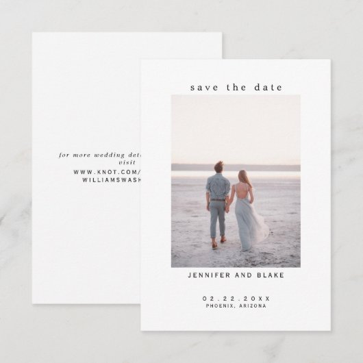 Minimalistisches Foto Hochzeit speichern Sie das D (Vorne/Hinten)