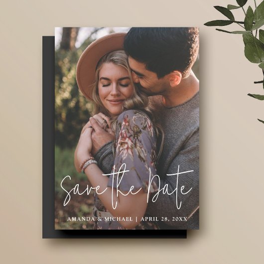 Minimalistisches Foto Hochzeit Speichern Sie das D Magneteinladung