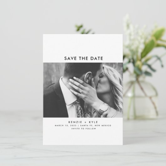 Minimalistisches Foto Hochzeit speichern Sie das D Save The Date (Stehend Vorderseite)