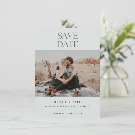 Minimalistisches Foto Hochzeit speichern Sie das D Save The Date (Stehend Vorderseite)