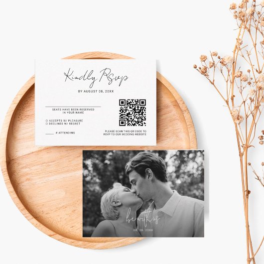 Minimalistisches Foto Hochzeiten QR Code UAwg Begleitkarte