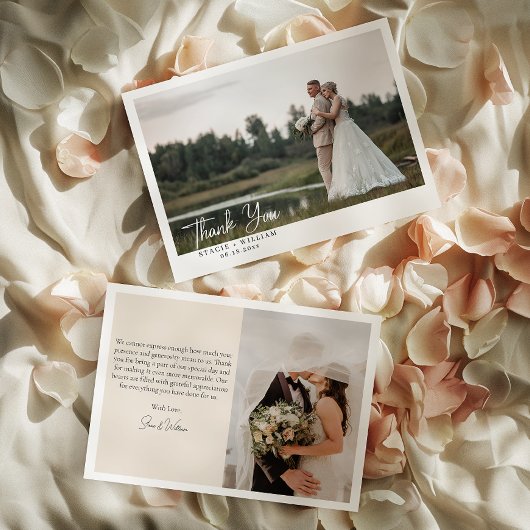 Minimalistisches Foto Hochzeitscouch Dankeskarte