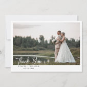 Minimalistisches Foto Hochzeitscouch Dankeskarte (Vorderseite)