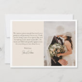 Minimalistisches Foto Hochzeitscouch Dankeskarte (Rückseite)