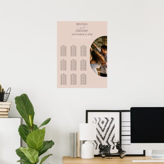 Minimalistisches Foto Hochzeitskarte in rosa Poster (Heimbüro)