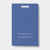 Minimalistisches Foto-ID-Logo Blau Ausweis (Rückseite)