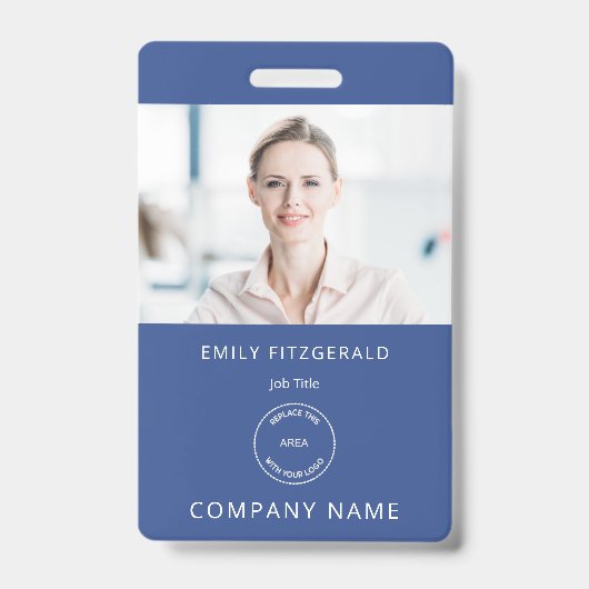 Minimalistisches Foto-ID-Logo Blau Ausweis (Vorderseite)