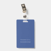 Minimalistisches Foto-ID-Logo Blau Ausweis (Rückseite mit Clip)