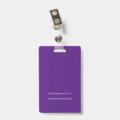 Minimalistisches Foto-ID-Logo Lila Ausweis (Rückseite mit Clip)