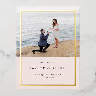 Minimalistisches Foto in Rosa Save the Date Folie Einladungspostkarte