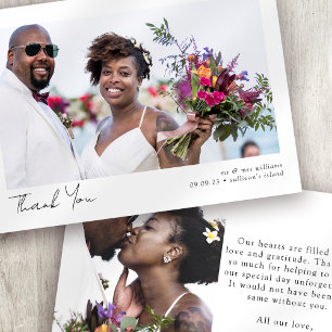 Minimalistisches Foto Kalligrafie-Hochzeit Dankeskarte