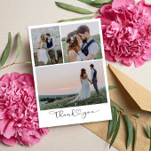 Minimalistisches Foto Kalligrafie-Hochzeit Dankeskarte