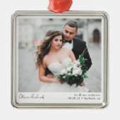Minimalistisches Foto Kalligrafie-Hochzeit Ornament Aus Metall (Vorne)