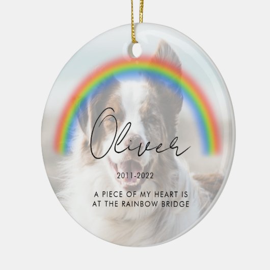 Minimalistisches Foto Keepake Pet Memorial Keramik Ornament (Links)