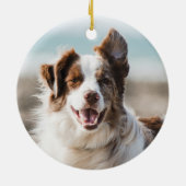 Minimalistisches Foto Keepake Pet Memorial Keramik Ornament (Hinten)