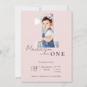 Minimalistisches Foto Kinder Elegante Erste Geburt Einladung (Vorderseite)