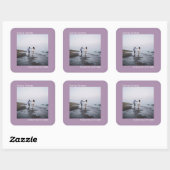 Minimalistisches Foto Lavender Liebe & Danke Hochz Quadratischer Aufkleber (Blatt)