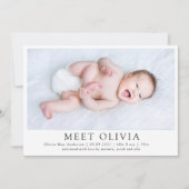 Minimalistisches Foto Meet Baby Birth Ankündigung (Vorderseite)