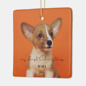 Minimalistisches Foto meines ersten Weihnachtsknec Keramikornament (Links)