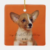 Minimalistisches Foto meines ersten Weihnachtsknec Keramikornament (Rückseite)