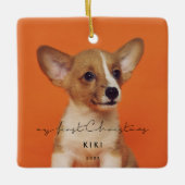 Minimalistisches Foto meines ersten Weihnachtsknec Keramikornament (Vorderseite)