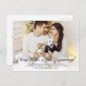 Minimalistisches Foto mit elegantem Skript Ankündigungspostkarte (Vorne/Hinten)