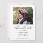 Minimalistisches Foto mit elegantem Skript Save The Date (Rückseite)